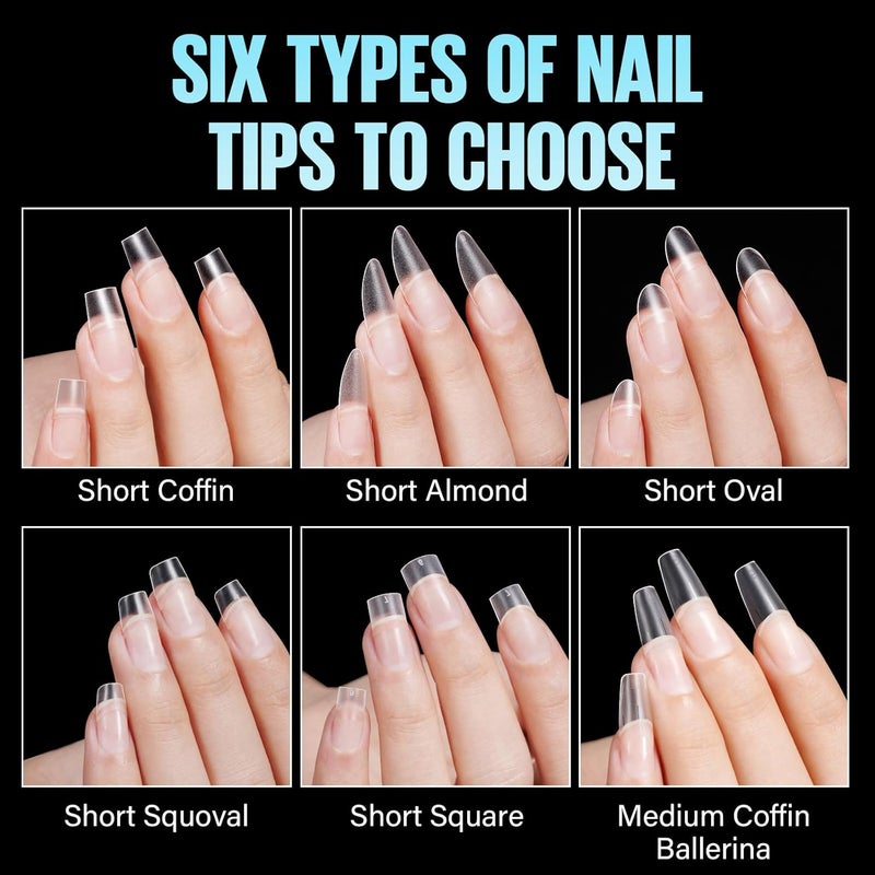 TOMICCA Short Square Nail Tips, Acrylic Half Cover Nail Tips, 10 Sizes Full Matte Gel No C Curve, Nail Extension Tips for Beginner and Professional 240Pcs - Image 5